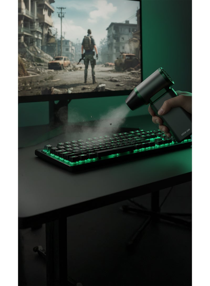 GREEN LION Jet Max Air Blower with 45m/s Wind Speed, 5-Speed Adjustment, Turbo Boost Mode, 240 Min Runtime, LED Spotlight, Digital Display, USB-C Charging, Interchangeable Nozzles - Grey - Image 2